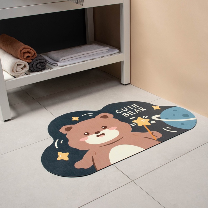 Коврик диатомитовый Доляна Cute Bear, 49×78 см, темно-серый