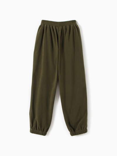 Брюки флисовые для девочки MINAKU: Fleece Soft, хаки, рост 146 см