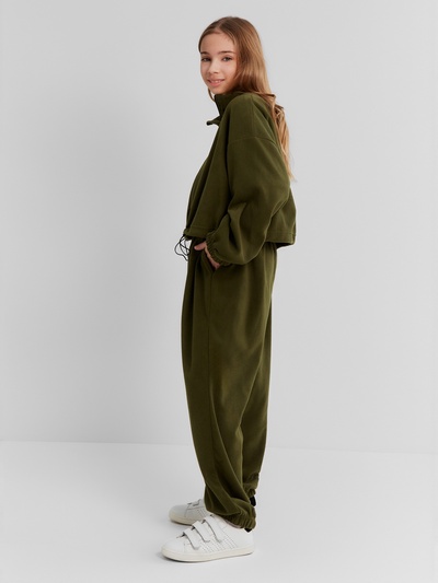 Брюки флисовые для девочки MINAKU: Fleece Soft, цвет хаки, рост 158 см