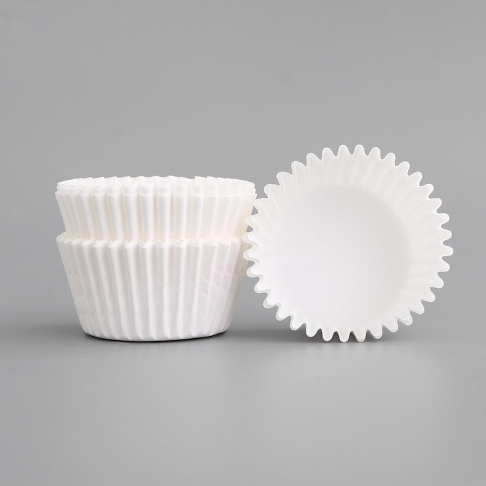 Форма для выпечки кексов бумажная UPAK LAND, 4.5×2.6 см, одноразовая, белая - Фото 1