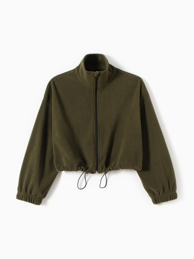 Толстовка флисовая для девочки MINAKU: Fleece Soft, хаки, рост 146 см