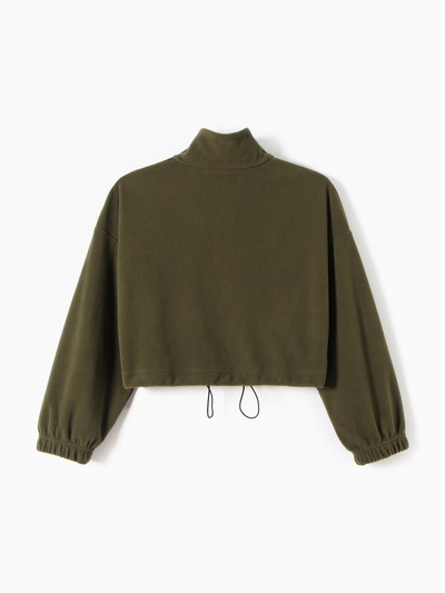 Толстовка флисовая для девочки MINAKU: Fleece Soft, хаки, рост 146 см