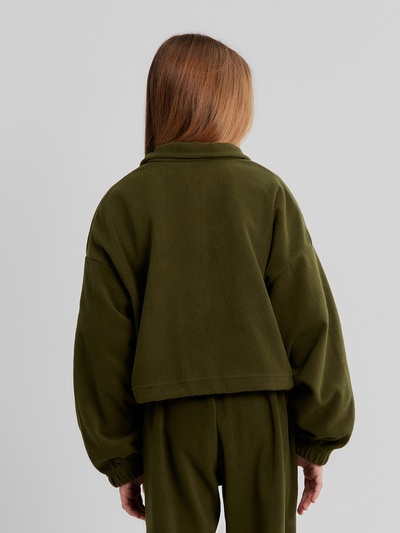 Толстовка флисовая для девочки MINAKU: Fleece Soft, хаки, рост 170 см