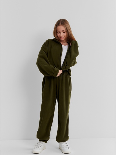 Толстовка флисовая для девочки MINAKU: Fleece Soft, хаки, рост 170 см
