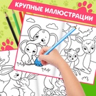 Раскраски для малышей набор «Животные», с карандашами 6 цветов, 2 шт. по 16 стр. 10848384 - фото 14052515