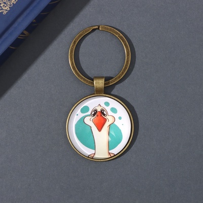 Брелок для ключей на кольце «Круг. Гусь», стекло, металл, d=3 см