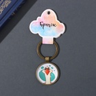 Брелок для ключей на кольце «Круг. Гусь», стекло, металл, d=3 см - Фото 4