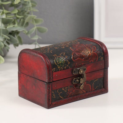 Шкатулка для украшений «Сундук. Шиповник», дерево, 8×11.6×8 см