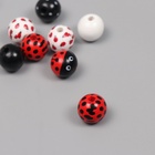 Бусины для творчества дерево "Божья коровка" набор 10 шт 1,6х1,6х1,6 см - фото 30081606