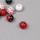 Бусины для творчества дерево "Божья коровка" набор 10 шт 1,6х1,6х1,6 см - фото 30081607
