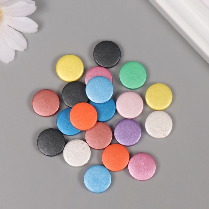 Бусины для творчества дерево «Металлик плоский», набор 20 шт., 1.5×1.5×0.5 см