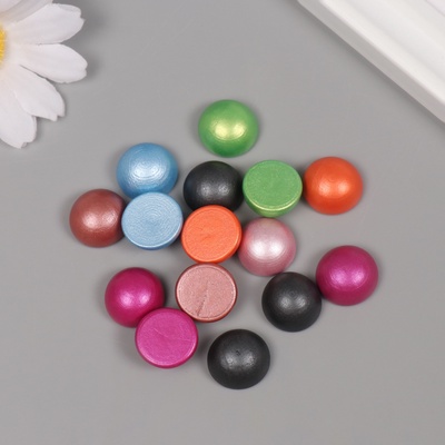 Декор для творчества дерево «Половинка шарика металлик», набор 15 шт., 1.5×1.5×0.8 см, МИКС