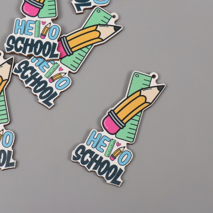 Декор для творчества дерево «Линейка и карандаш», набор 5 шт., 5.7×2.7×0.3 см - Фото 1