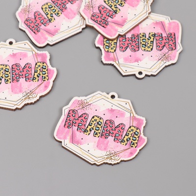 Декор для творчества дерево «Геометрический узор - мама», набор 5 шт., 3.8×4.4×0.3 см