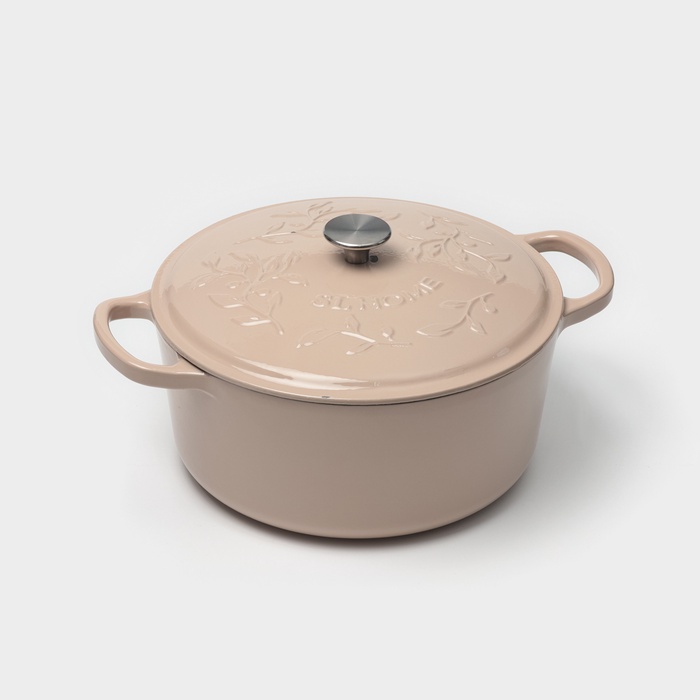 УЦЕНКА Кастрюля чугунная с эмалированным покрытием SL Home,6 л, d=28 см, h=12.5 см, индукция, цвет бежевый - Фото 1