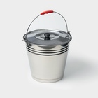 УЦЕНКА Ведро из нержавеющей стали с крышкой, 12 л, d=32 см, AISI 201 - Фото 1