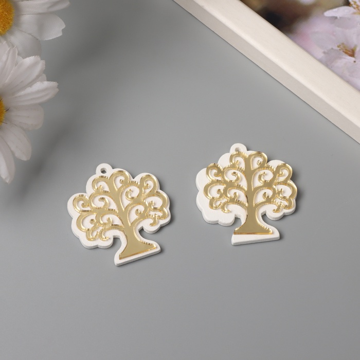 Декор для творчества дерево, пластик «Деревце», зеркальный, набор 2 шт., 4.1×4.8 см