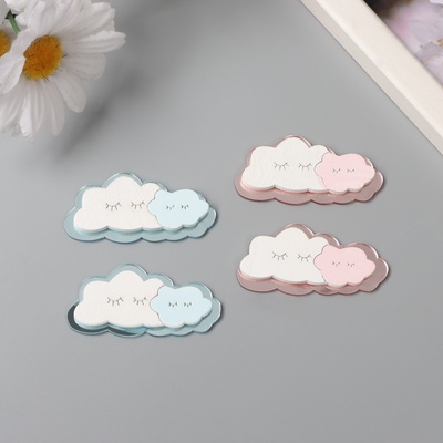 Декор для творчества дерево, пластик «Спящее облачко», зеркальный, набор 2 шт., 5.3×2.6 см, МИКС