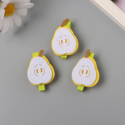 Декор для творчества дерево, фетр «Прищепка. Половинка груши», набор 3 шт., 1.3×3×4.8 см