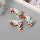 Декор для творчества дерево «Прищепка. Тукан на листе монстеры», набор 3 шт., 1.3×3.7×4.5 см - Фото 2