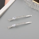 Невидимки для волос QF «Беат», набор 2 шт., лепесток, 6 см, серебро - Фото 1