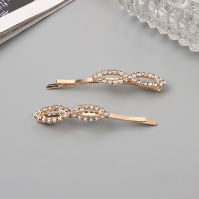 Невидимки для волос QF «Дилис», набор 2 шт., петельки, 6 см, золото