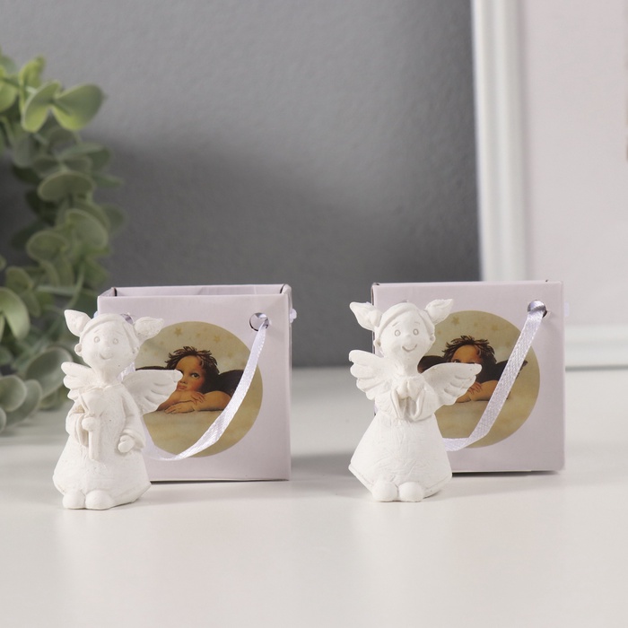Фигурка полистоун «Девочка ангел с двумя хвостиками», белый, 3.5×3×5.5 см, МИКС