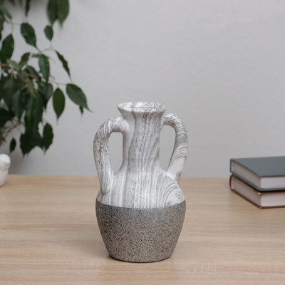 Ваза «Бригэм», кувшин, d=6 см, h=19×12 см, керамика, бело-серая