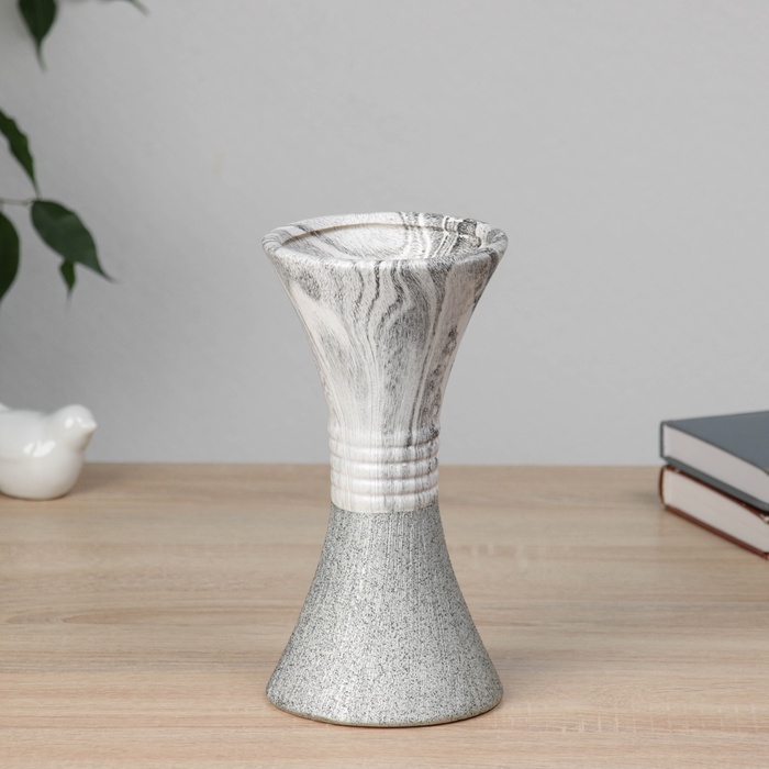 Ваза для цветов «Бригэм», талия, 22×11 см, керамика, бело-серая