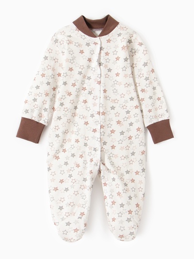 Комбинезон детский с закрытыми ножками «Звездочки», цвет бежевый, рост 68 см