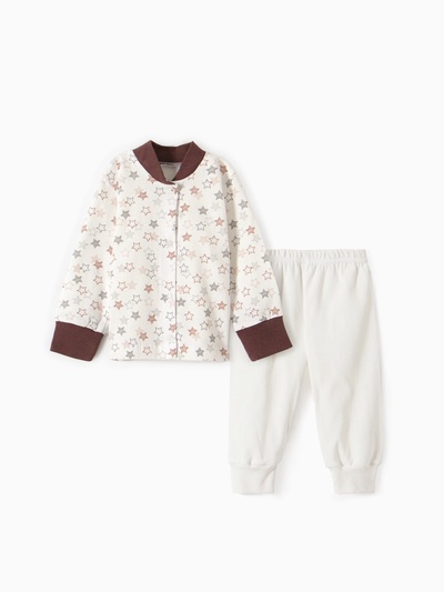 Комплект для новорожденного (кофточка/штанишки) «Звездочки», цвет бежевый, рост 68 см