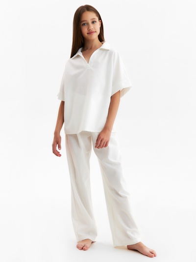 Комплект для девочки (рубашка, брюки) MINAKU, цвет молочный, рост 128-134 см