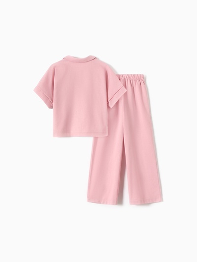 Комплект (рубашка и брюки) для девочки MINAKU, бежево-розовый, рост