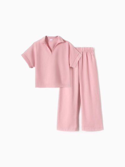 Комплект (рубашка и брюки) для девочки MINAKU, бежево-розовый, рост