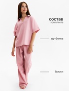 Костюм для девочки: рубашка, брюки, MINAKU, розовый, рост 158-164 см - Фото 2