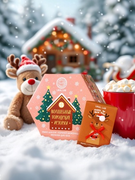 Новогодний подарочный набор косметики «Волшебные истории», мыло для рук кусковое 100 г и мочалка для тела, URAL LAB