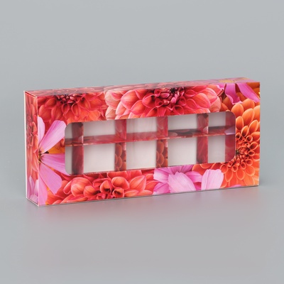 Коробка складная для 10 конфет «Цветочки», 9.8×22×3.5 см