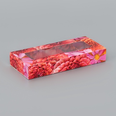 Коробка складная для 10 конфет «Цветочки», 9.8×22×3.5 см