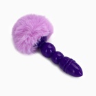Анальная пробка с мехом, втулка силикон, 130×21 мм, хвост 65 мм, шары, сиреневый - Фото 2