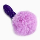Анальная пробка с мехом, втулка силикон, 130×21 мм, хвост 65 мм, шары, сиреневый - Фото 4