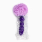 Анальная пробка с мехом, втулка силикон, 130×21 мм, хвост 65 мм, шары, сиреневый - Фото 6