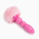 Анальная пробка с мехом, втулка силикон, 130×21 мм, хвост 65 мм, шары, розовый - Фото 2