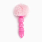 Анальная пробка с мехом, втулка силикон, 130×21 мм, хвост 65 мм, шары, розовый - Фото 3