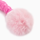 Анальная пробка с мехом, втулка силикон, 130×21 мм, хвост 65 мм, шары, розовый - Фото 3