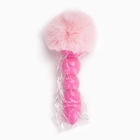 Анальная пробка с мехом, втулка силикон, 130×21 мм, хвост 65 мм, шары, розовый - Фото 5