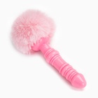 Анальная пробка с мехом, втулка силикон, 130×26 мм, хвост 65 мм, кольца, розовый - Фото 2
