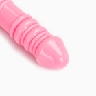 Анальная пробка с мехом, втулка силикон, 130×26 мм, хвост 65 мм, кольца, розовый - Фото 4