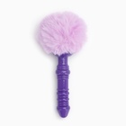 Анальная пробка с мехом, втулка силикон, 130×26 мм, хвост 65 мм, кольца, сиреневый - Фото 2
