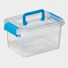 Контейнер для хранения, крышка с ручкой на защёлке, пластик, 1.35 л, 18.5×13×9.7 см, прозрачный, голубой - Фото 1