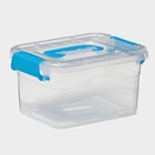 Контейнер для хранения, крышка с ручкой на защёлке, пластик, 1.35 л, 18.5×13×9.7 см, прозрачный, голубой - Фото 2